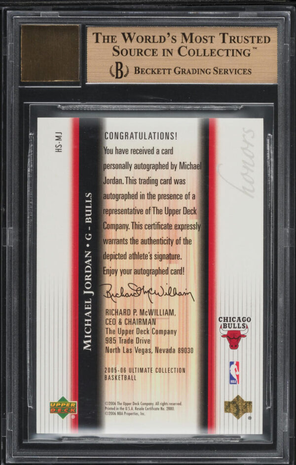 2005 Ultimate Collection Honors Signatures Michael Jordan AUTO /10 #HSMJ BGS 9.5 GEM MINT - Image 2