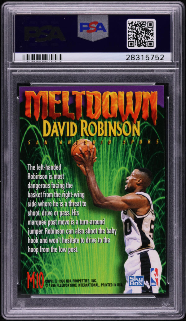 1995-96 SKYBOX PREMIUM MELTDOWN DAVID ROBINSON #M10 PSA 10 GEM MINT - Image 2
