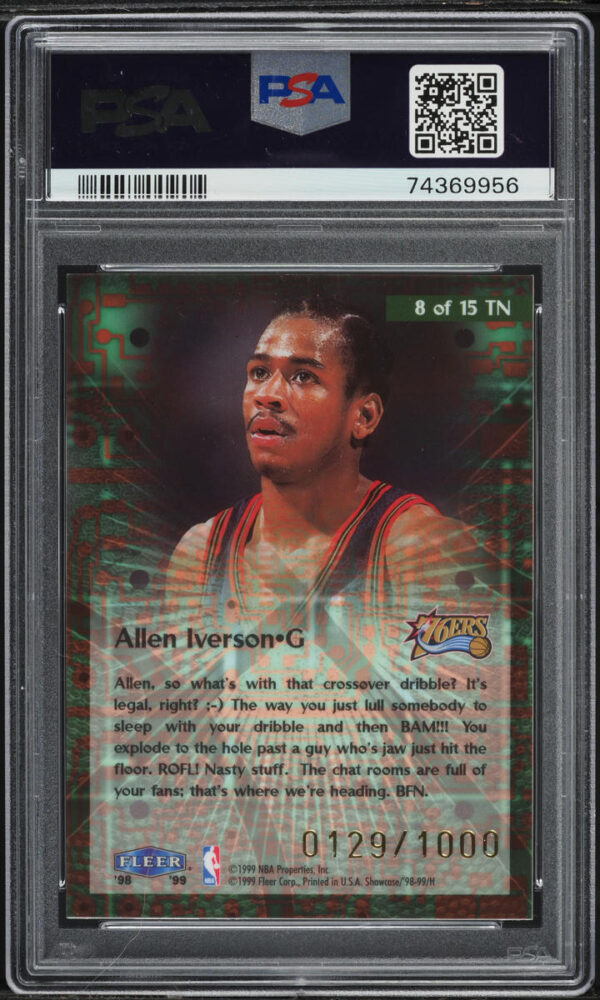 1998-99 FLAIR SHOWCASE TAKEIT2.NET ALLEN IVERSON /1000 #8 PSA 10 GEM MINT - Image 2