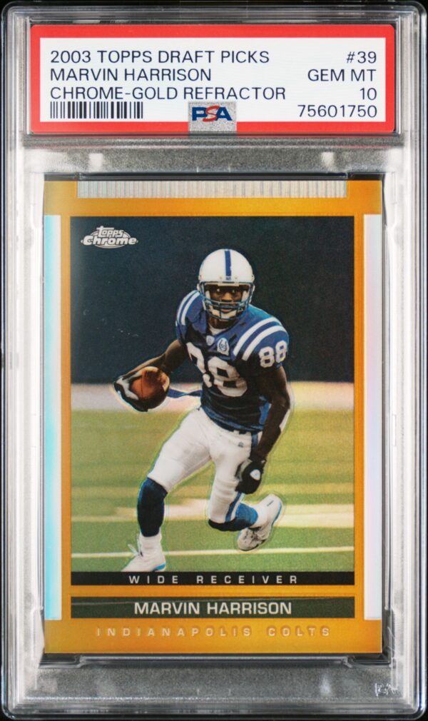 2003 Topps Chrome Draft Picks Gold Refractor Marvin Harrison #39 PSA 10 Gem Mint