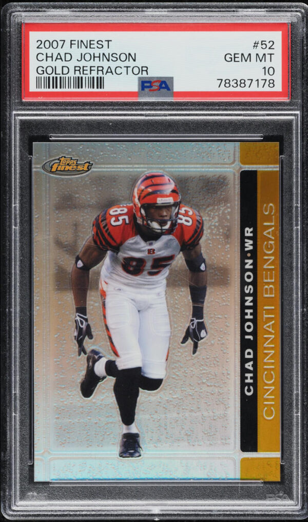 2007 Finest Gold Refractor Chad Johnson /50 #52 PSA 10 GEM MINT