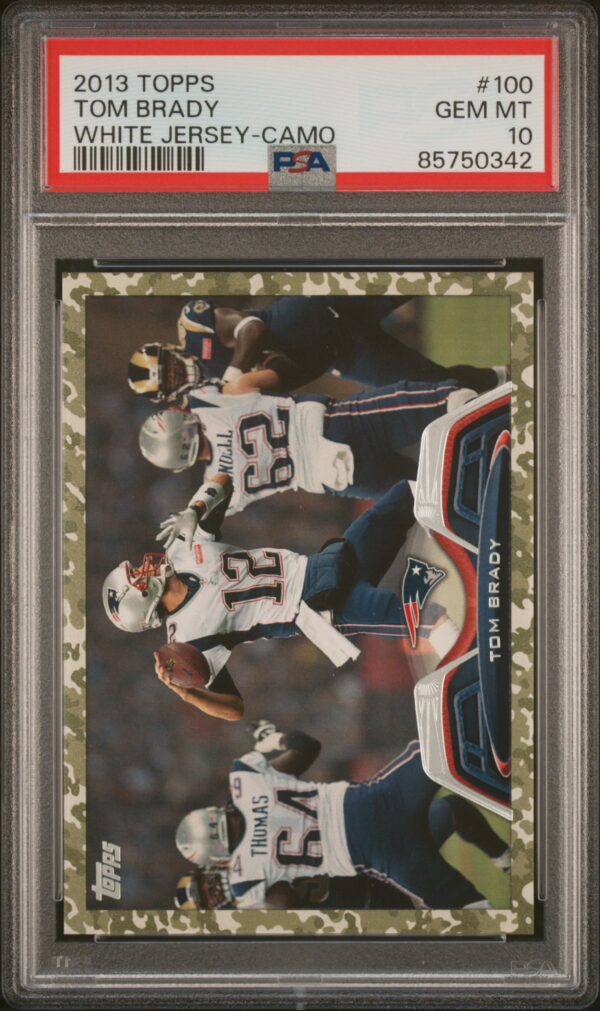 2013 Topps White Jersey Camo Tom Brady /399 #100 PSA 10 Gem Mint