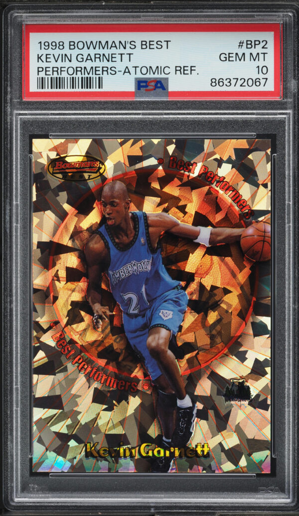 1998-99 Bowman's Best Performers Atomic Refractor Kevin Garnett /50 #BP2 PSA 10 Gem Mint