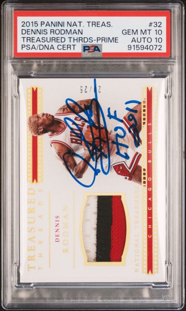 2015-16 Panini National Treasures Treasured Threads Prime /25 Dennis Rodman #32 PSA 10 / DNA 10 Gem Mint