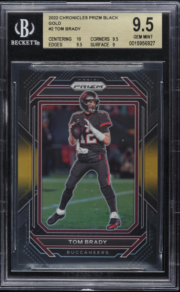 2022 Panini Chronicles Prizm Black Gold Tom Brady 10/10 #PB-2 BGS 9.5 GEM MINT