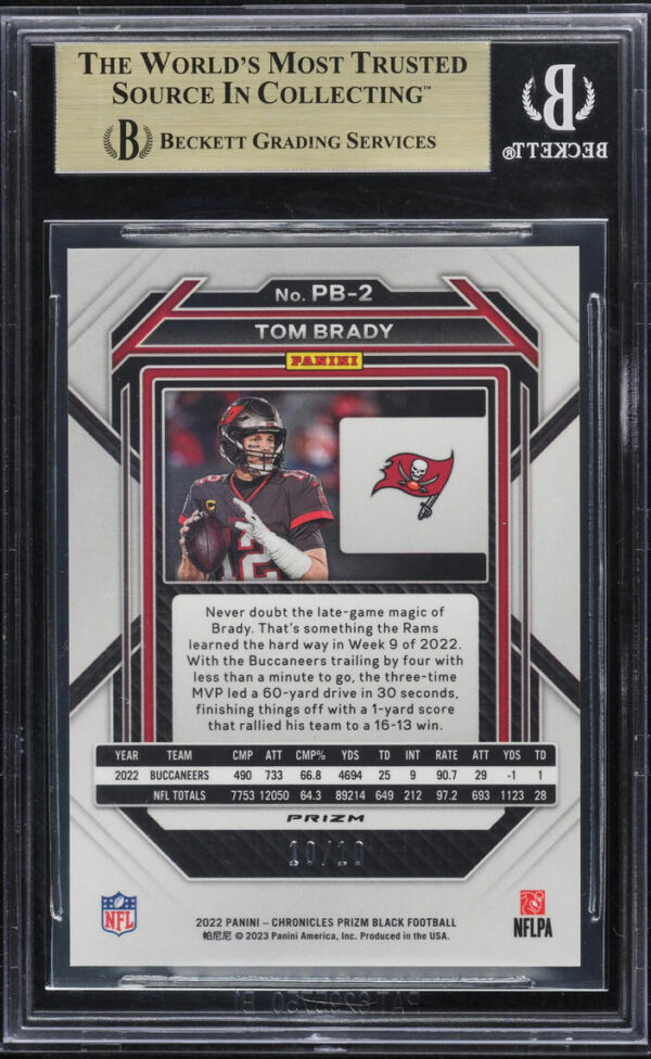 2022 Panini Chronicles Prizm Black Gold Tom Brady 10/10 #PB-2 BGS 9.5 GEM MINT - Image 2