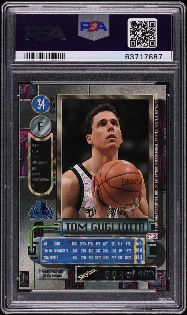 1997-98 Metal Universe Precious Metal Gems PMG Red Tom Gugliotta /100 #34 PSA 4 - Image 2