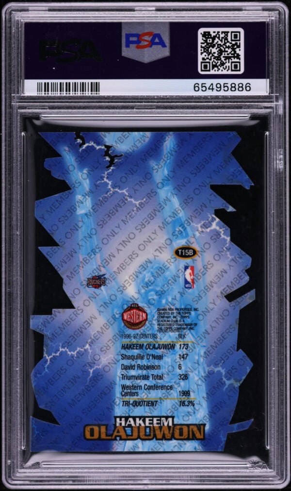 1997 Stadium Club Triumvirate Members Only Hakeem Olajuwon #T15B PSA 9 MINT - Image 2
