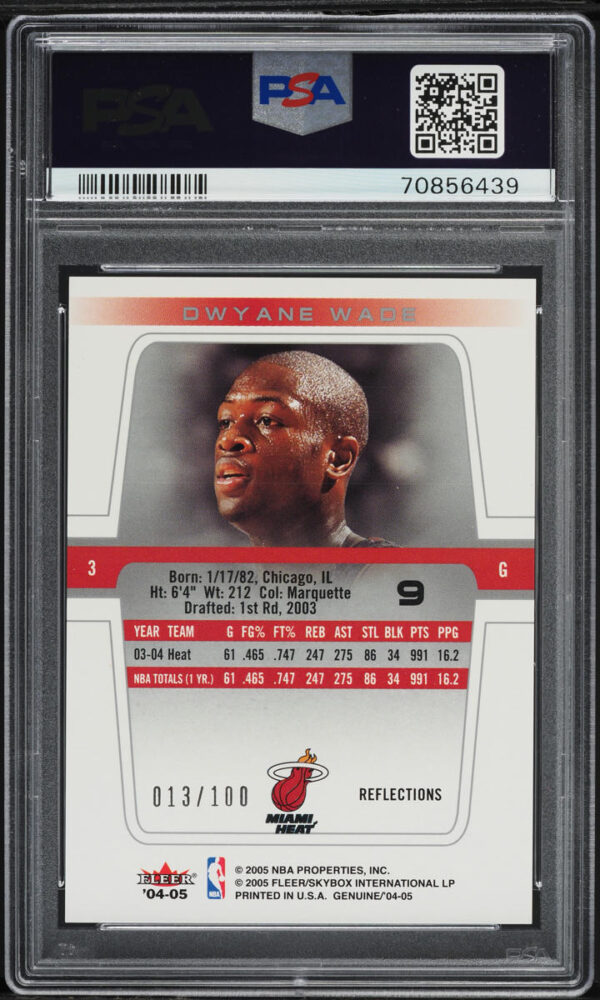 2004 Fleer Genuine Reflections Dwyane Wade /100 #9 PSA 9 Mint - Image 2