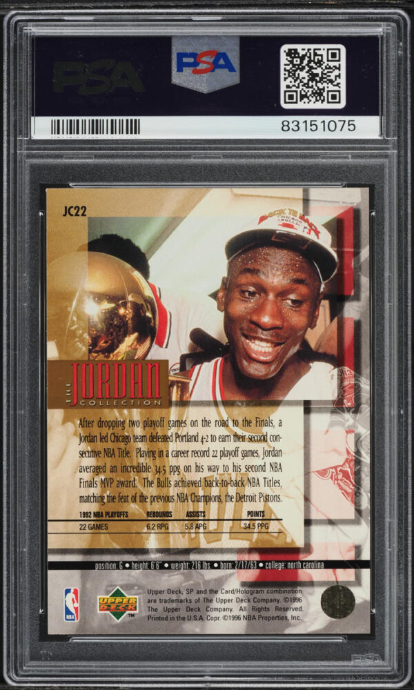 1995 SP Championship Jordan Collection Michael Jordan #JC22 PSA 10 GEM MINT - Image 2