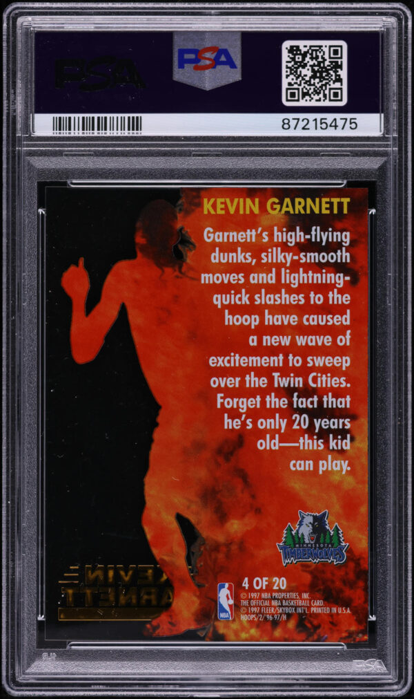 1996 Hoops Hot List Kevin Garnett #4 PSA 9 MINT - Image 2