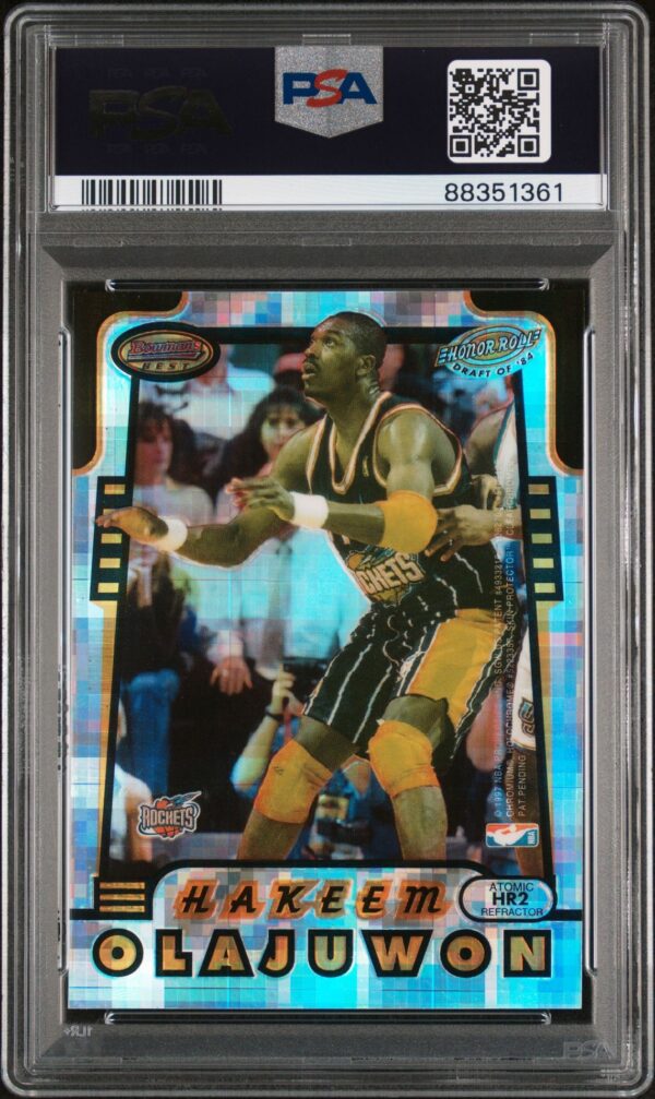 1996 Bowman's Best Honor Roll Atomic Refractor Michael Jordan Olajuwon PSA 8 - Image 2