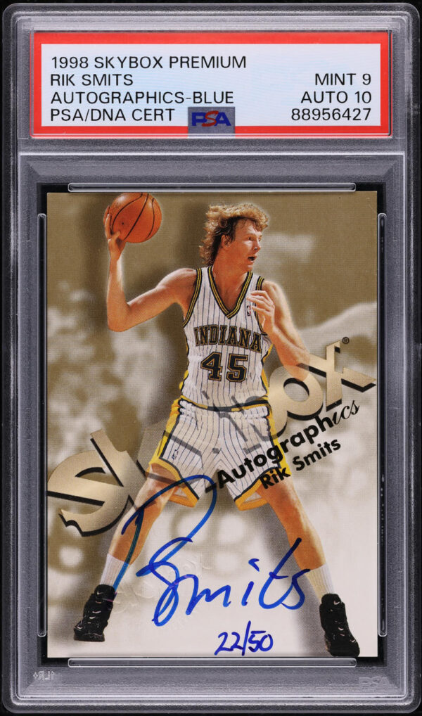 1998 Skybox Premium Autographics Blue Rik Smits AUTO DNA 10 /50 PSA 9 MINT