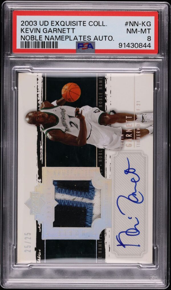 2003 Exquisite Collection Noble Nameplates Kevin Garnett Patch Auto /25 #NN-KG PSA 8