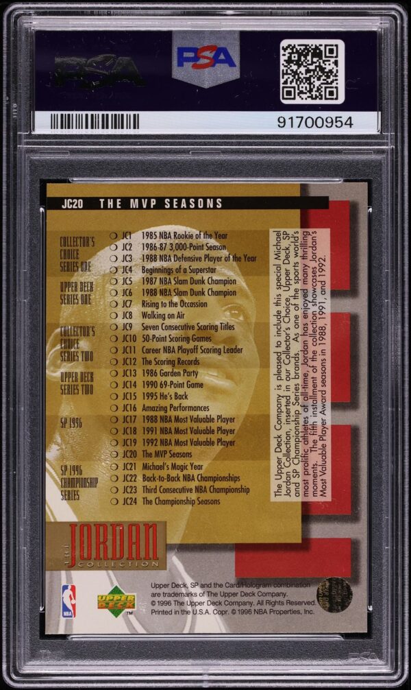 1995 SP Collection The MVP Seasons Michael Jordan #JC20 PSA 10 GEM MINT - Image 2