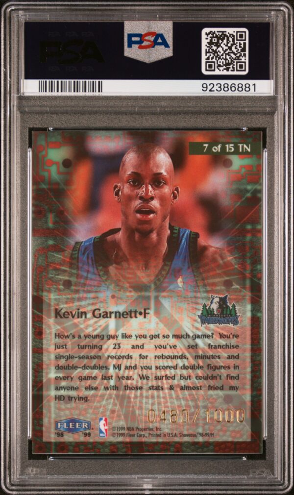 1998-99 Flair Shosecase Takeit2.NET Kevin Garnett #7 PSA 10 Gem Mint - Image 2