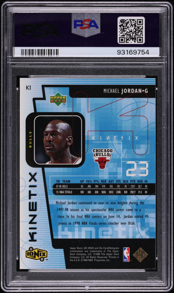 1998 Upper Deck Ionix Kinetix Michael Jordan #K1 PSA 10 GEM MINT - Image 2