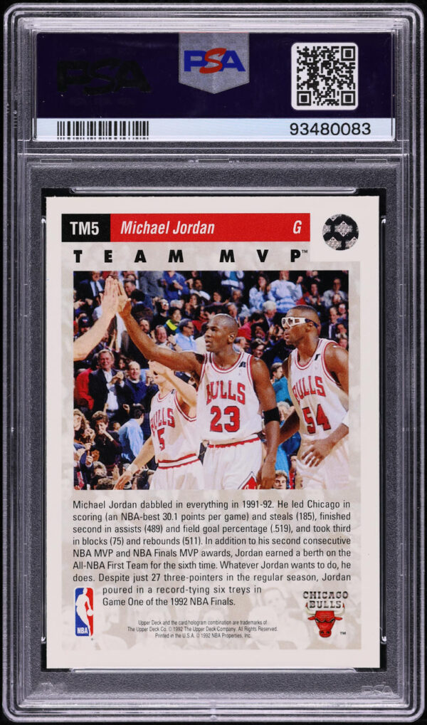 1992 Upper Deck Team MVP's Michael Jordan #TM5 PSA 10 GEM MINT - Image 2