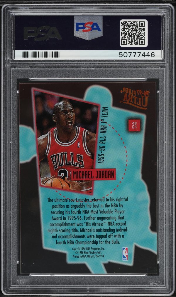 1996 Ultra Court Masters Michael Jordan #2 PSA 9 MINT - Image 2