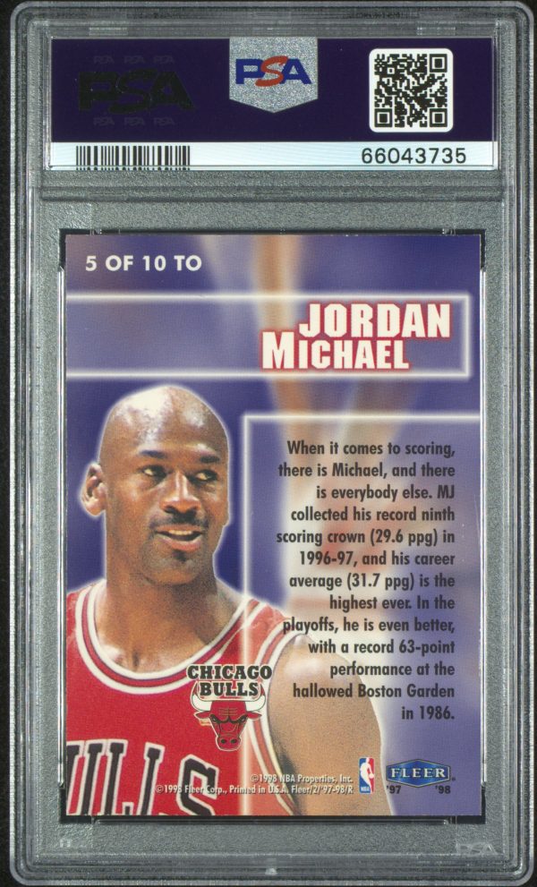 1997 FLEER TOTAL O MICHAEL JORDAN #5 PSA 9 MINT - Image 2