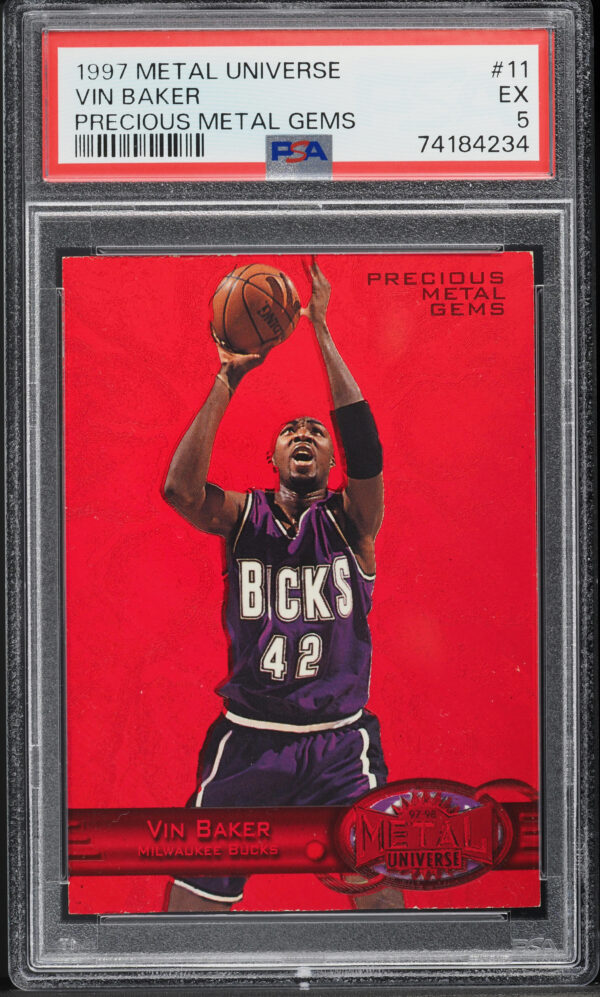 1997 Metal Universe Precious Metal Gems PMG Red Vin Baker /100 #11 PSA 5 EX