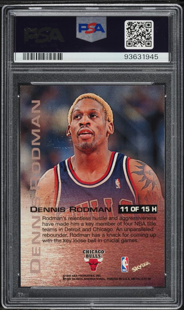 1997 Metal Universe Championship Hardware Dennis Rodman #11 PSA 9 MINT - Image 2
