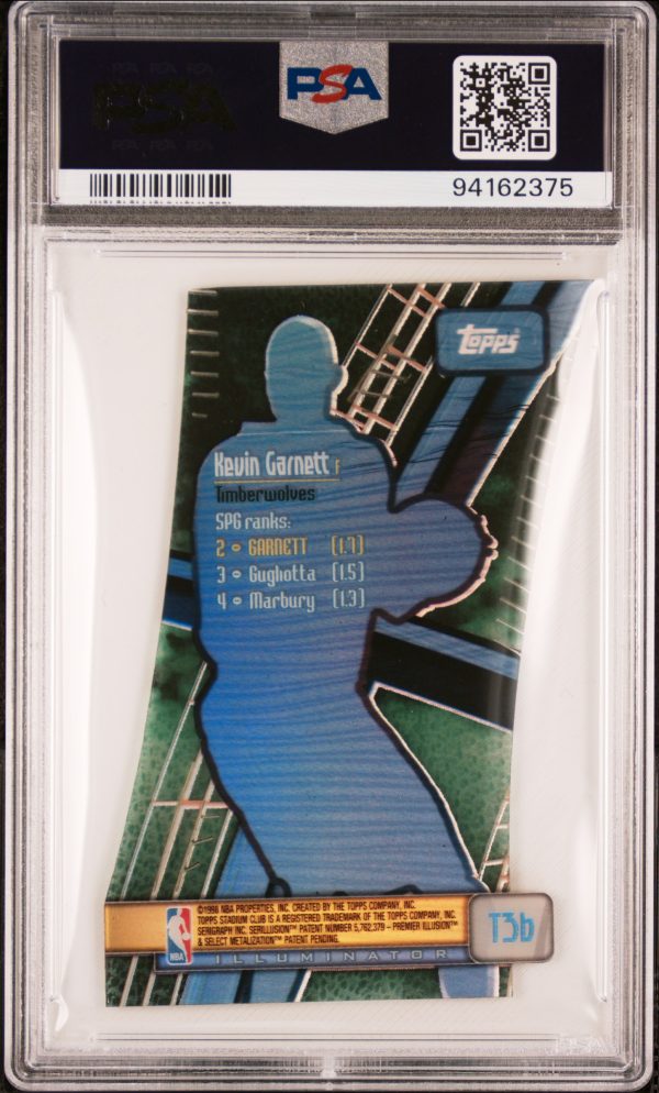 1998 Topps Stadium Club Triumvirate Illuminator Kevin Garnett #T3B PSA 9 Mint - Image 2