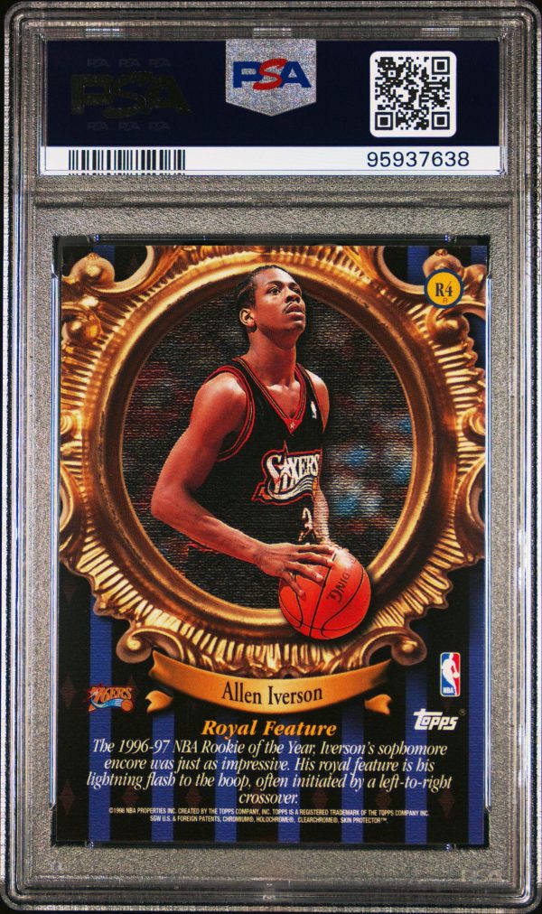 1998 TOPPS ROUNDBALL ROYALTY REFRACTOR W/COATING ALLEN IVERSON #R4 PSA 8 - Image 2