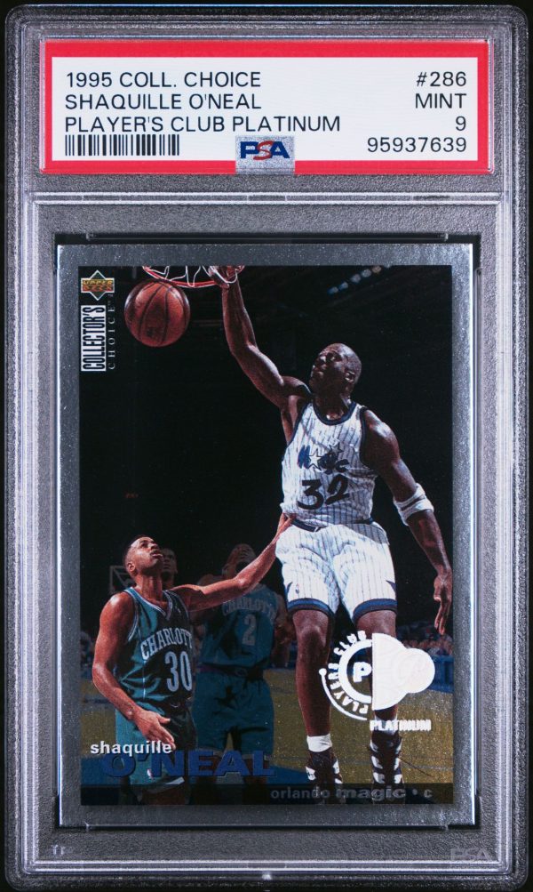 1995 COLLECTOR'S CHOICE SHAQUILLE O'NEAL PLAYER'S CLUB PLATINUM #286 PSA 9 MINT