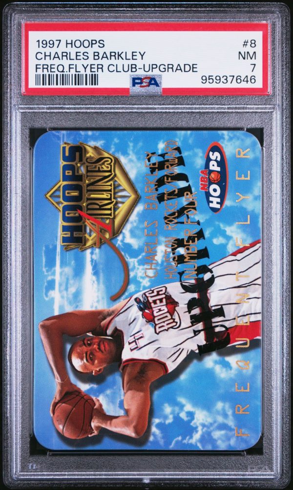 1997 HOOPS FREQUENT FLYER CLUB UPGRADE CHARLES BARKLEY #8 PSA 7