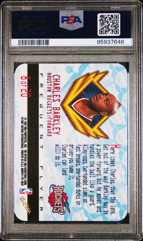1997 HOOPS FREQUENT FLYER CLUB UPGRADE CHARLES BARKLEY #8 PSA 7 - Image 2