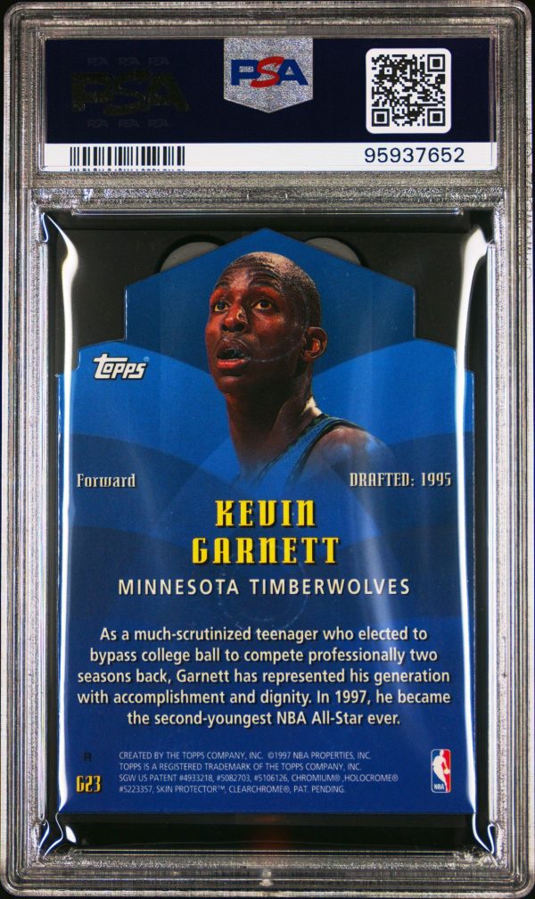1997 TOPPS GENERATIONS REFRACTOR KEVIN GARNETT #G23 PSA 9 MINT - Image 2