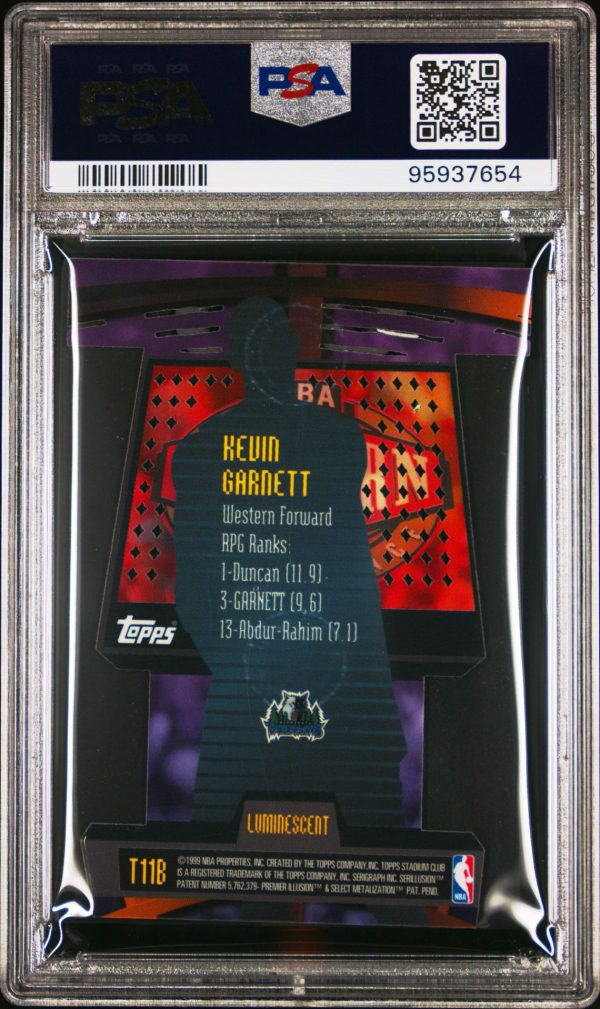 1998 STADIUM CLUB TRIUMVIRATE LUMINESCENT KEVIN GARNETT #T11B PSA 8 - Image 2