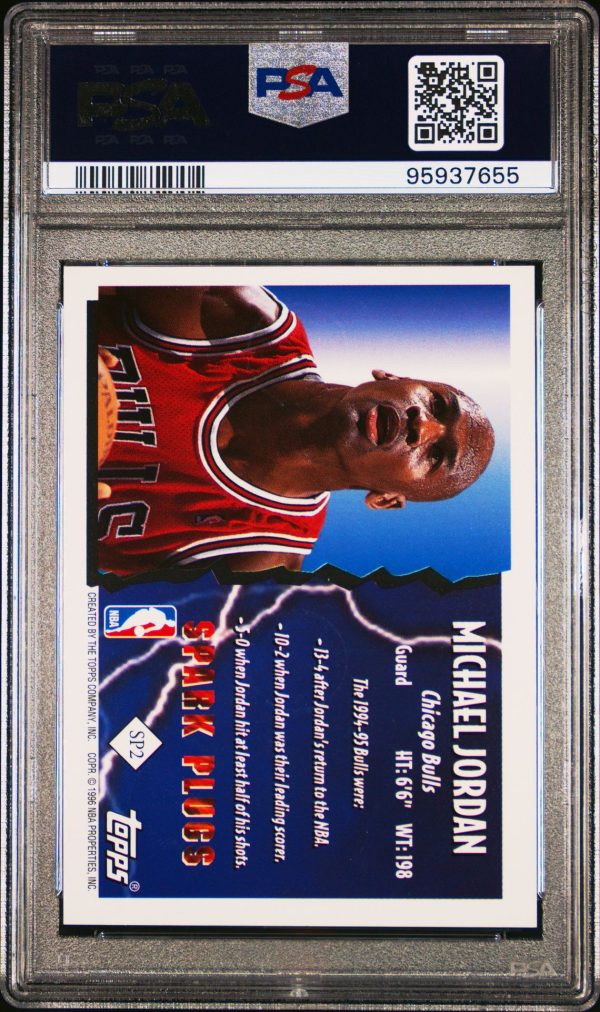 1995 TOPPS SPARK PLUGS MICHAEL JORDAN #SP2 PSA 8 - Image 2
