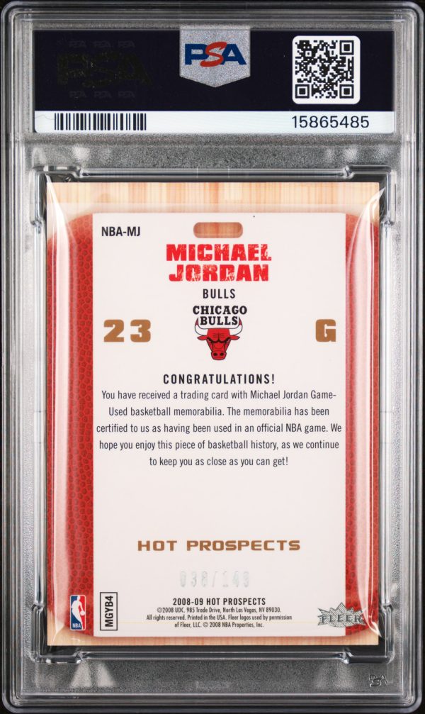 2008 Fleer Hot Prospects NBA Game Issue Jerseys Michael Jordan #NBAMJ /149 PSA 10 Gem Mint - Image 2