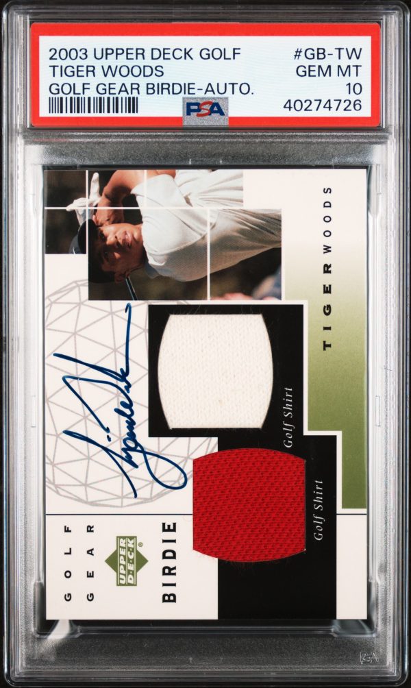 2003 Upper Deck Golf Tiger Woods Golf Gear Birdie Auto #GB-TW PSA 10 Gem Mint