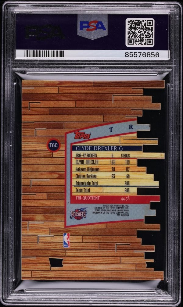 1997 Stadium Club Triumvirate Luminous Clyde Drexler #T6C PSA 10 GEM MINT - Image 2
