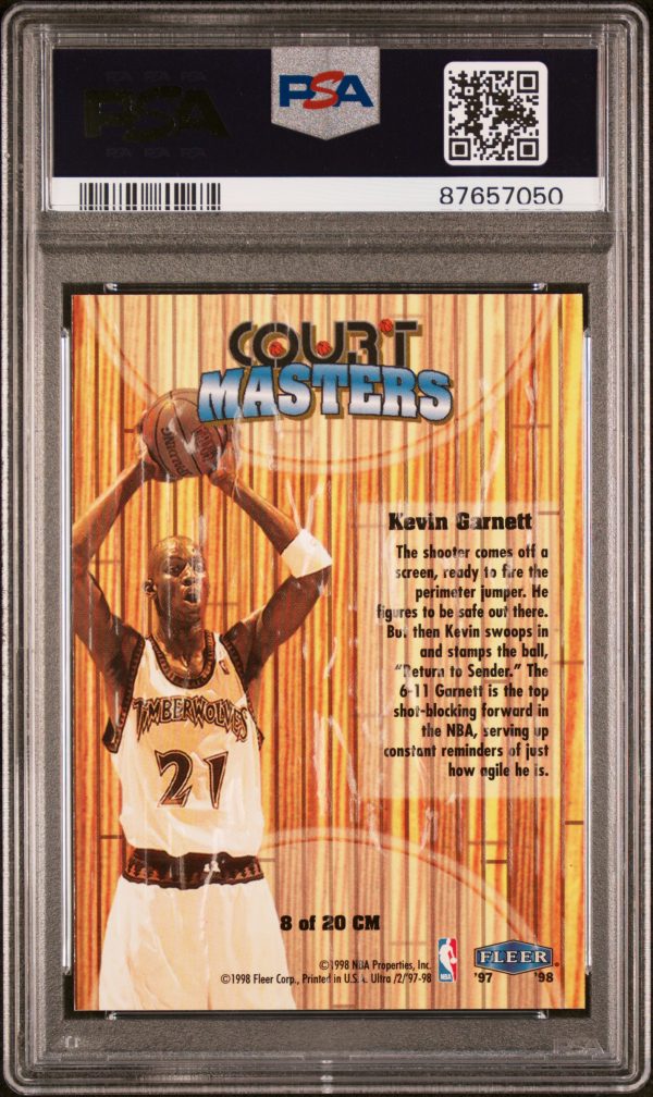 1997 Ultra Court Masters Kevin Garnett #8CM PSA 9 Mint - Image 2