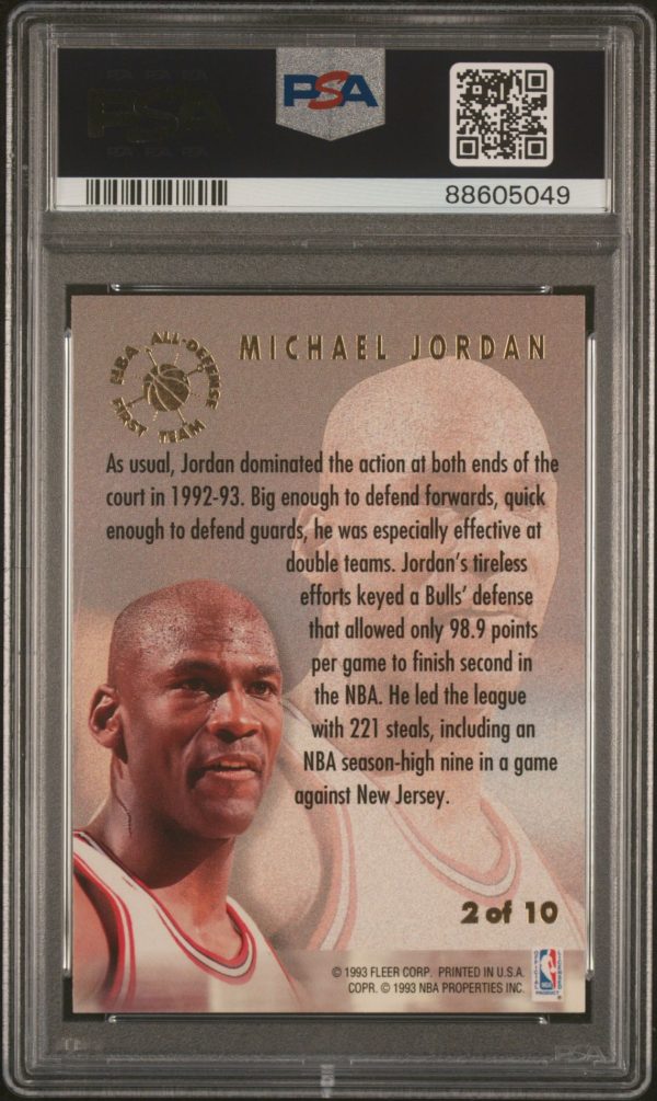 1993 Ultra All-Defensive Michael Jordan #2 PSA 10 Gem Mint - Image 2