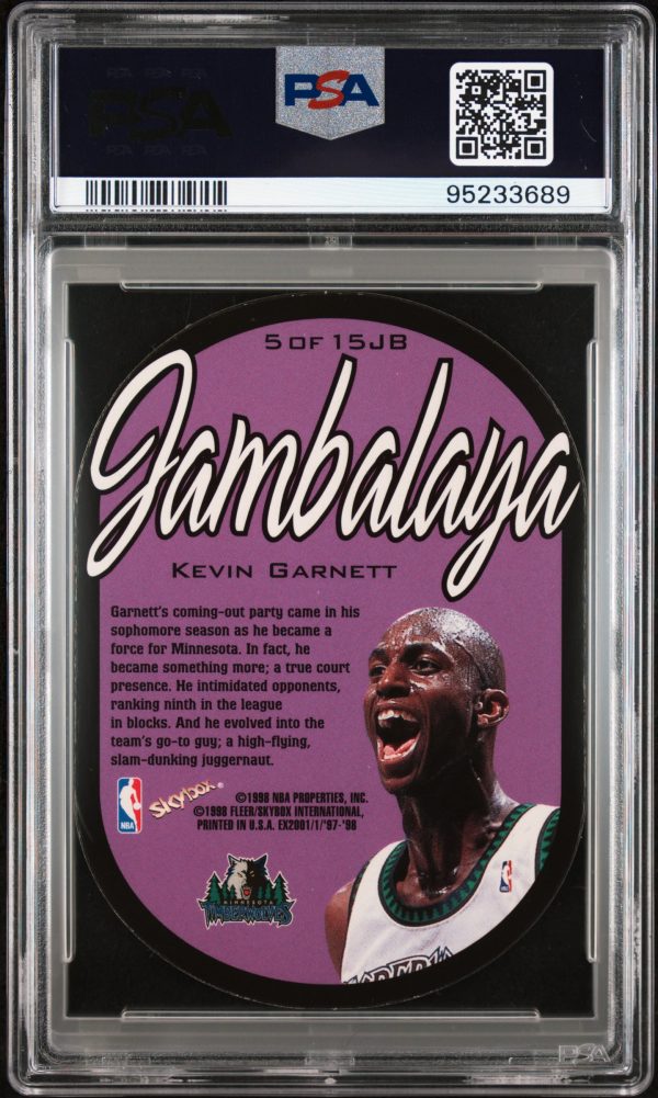 1997 Skybox e-X2001 Jambalaya Kevin Garnett #5 PSA 9 Mint - Image 2