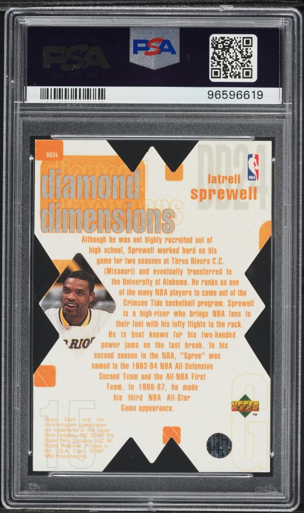 1997 Upper Deck Diamond Dimensions Latrell Sprewell /100 #DD24 PSA 6 - Image 2
