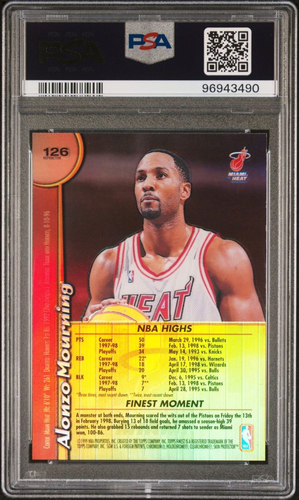 1998 Finest Non-Protected Refractor Alonzo Mourning #126 PSA 9 Mint - Image 2