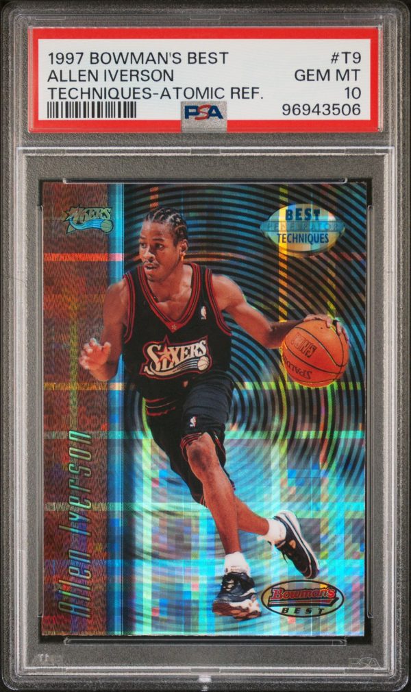 1997 Bowman's Best Techniques Atomic Refractor Allen Iverson #T9 PSA 10 Gem Mint