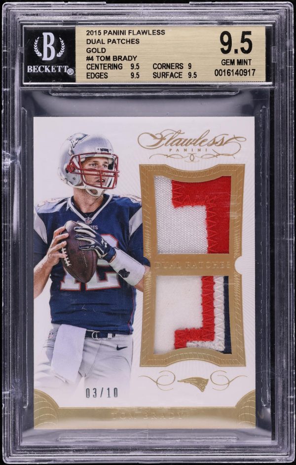 2015 Panini Flawless Dual Gold Tom Brady PATCH /10 #DP-TB BGS 9.5 GEM MINT