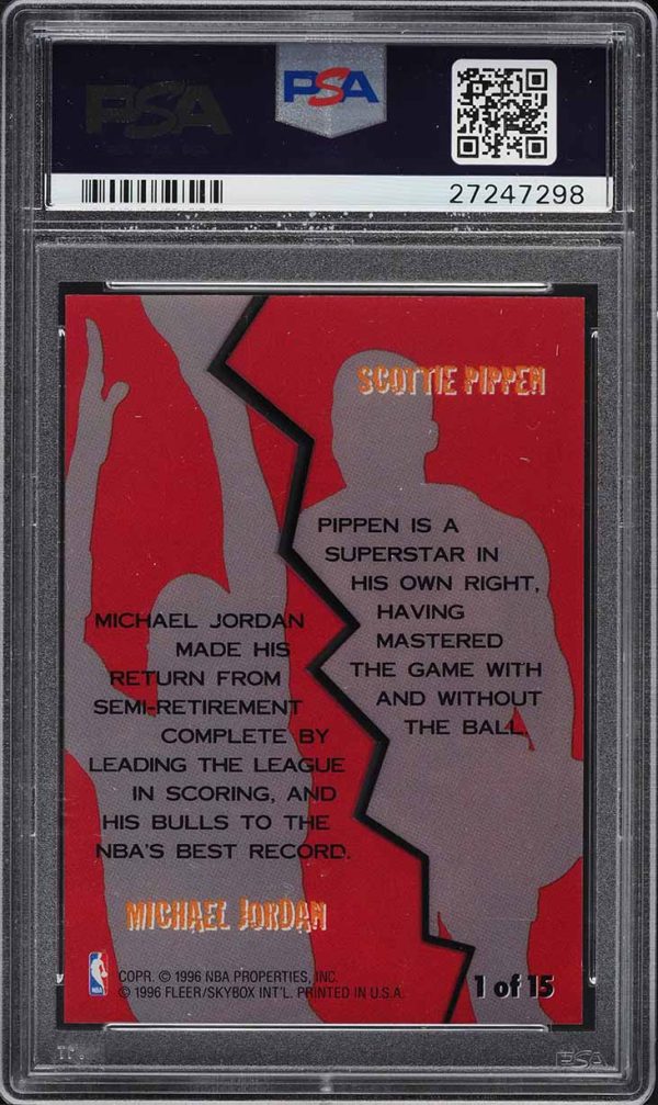 1996 Fleer Game Breakers Michael Jordan & Scottie Pippen #1 PSA 10 GEM MINT - Image 2