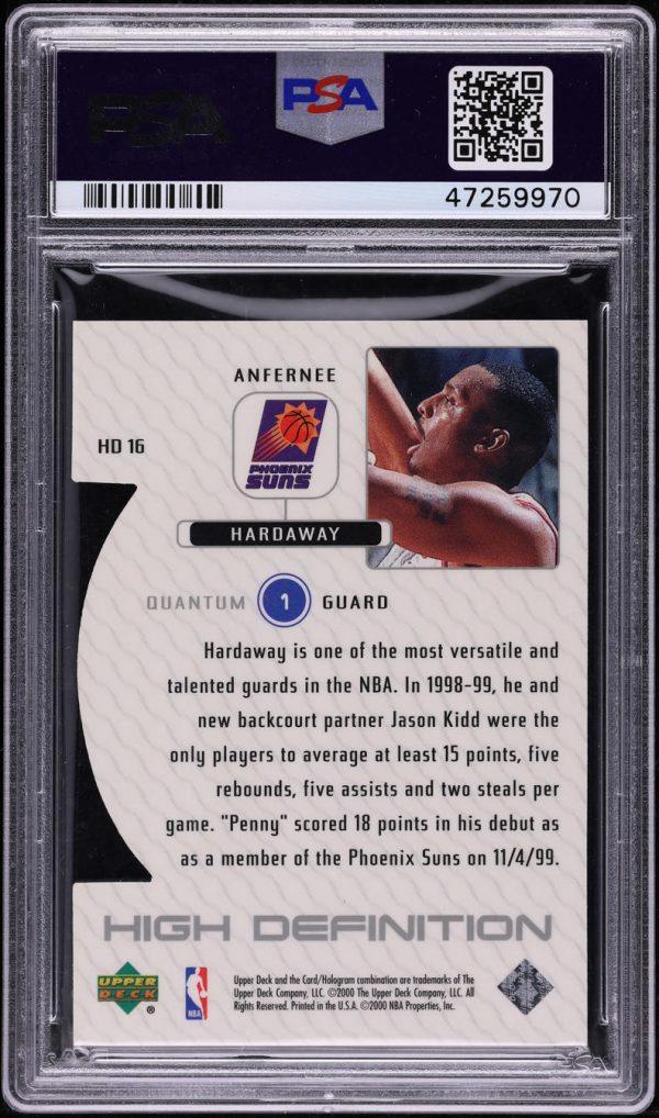 1999 Upper Deck High Definition Level 1 Anfernee Hardaway /100 #HD16 PSA 9 MINT - Image 2