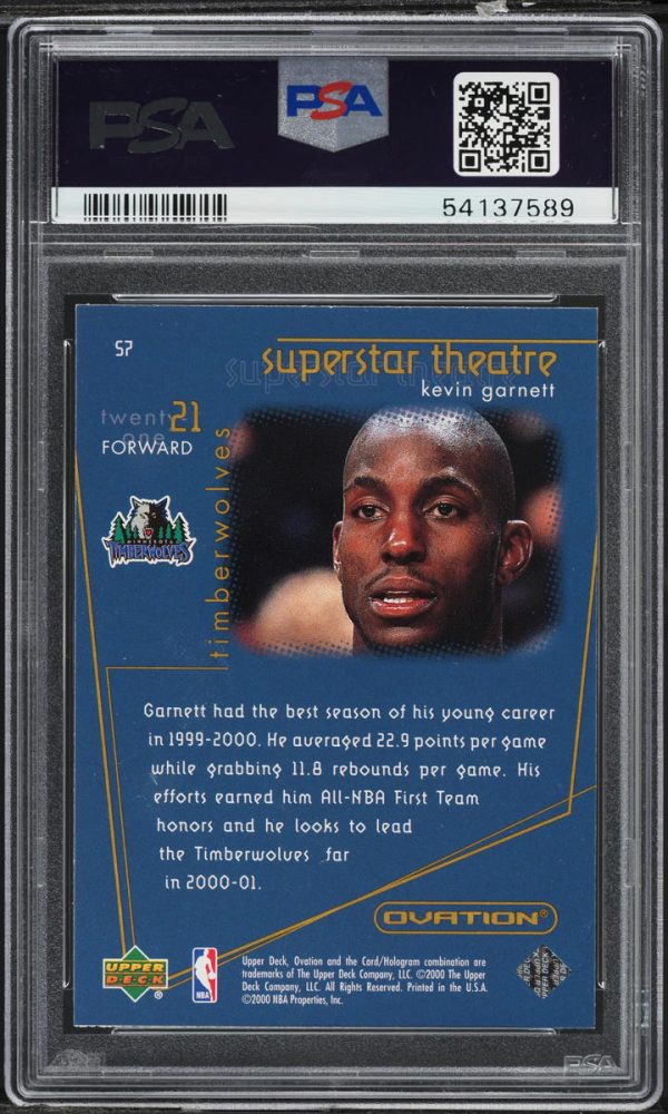 2000 Upper Deck Ovation Superstar Theatre Kevin Garnett #S7 PSA 8 NM-MT - Image 2