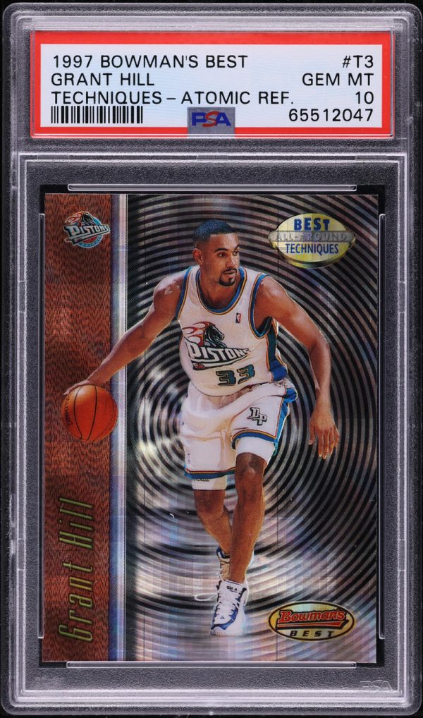1997 Bowman's Best Techniques Atomic Refractor Grant Hill #T3 PSA 10 GEM MINT