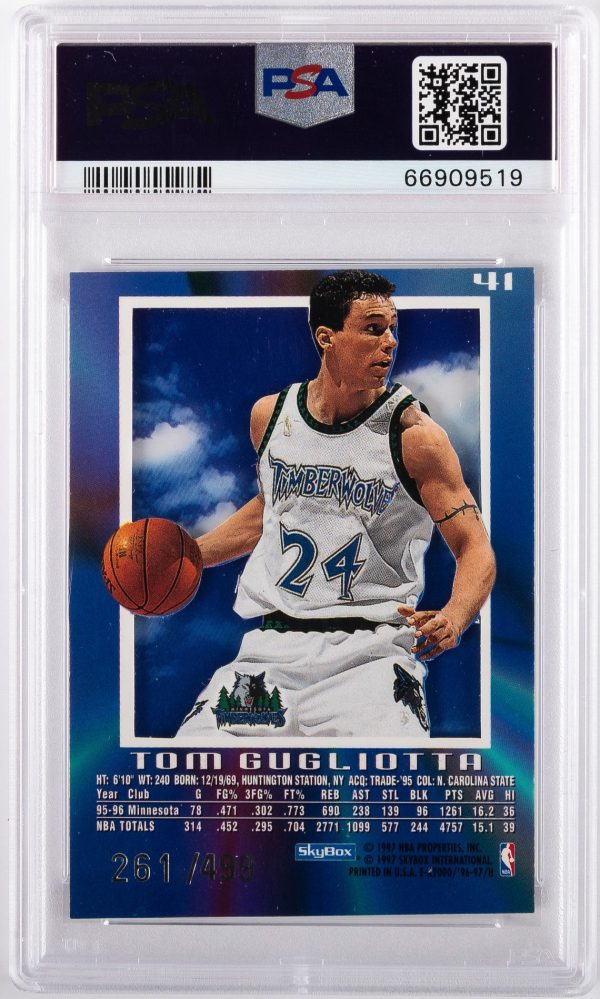 1996 Skybox E-X2000 Credentials Tom Gugliotta #41 /499 PSA 8 - Image 2