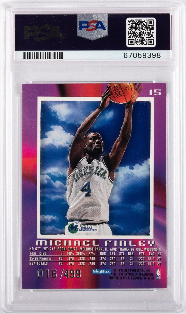 1996 Skybox E-X2000 Credentials Michael Finley #15 PSA 8 - Image 2